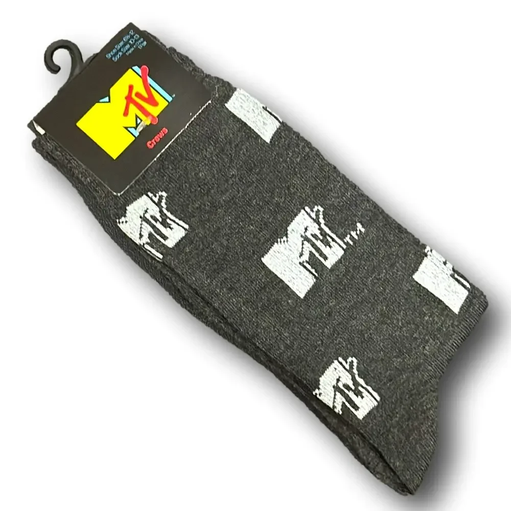 3/$20 MTV Music Television Retro Funny Novelty Crew Socks - NWT